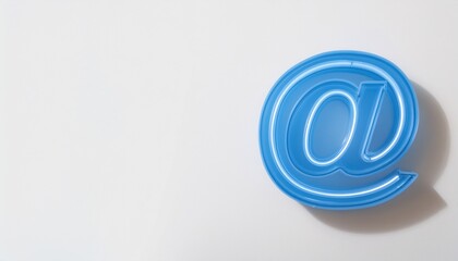 Obraz premium 블루 네온 스타일의 '@' 기호가 빛나는 배경화면