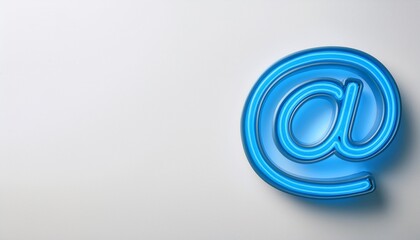 블루 네온 스타일의 '@' 기호가 빛나는 배경화면