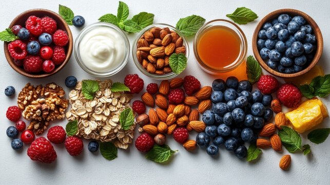 Colorful Healthy Food Display - Powered by Adobe