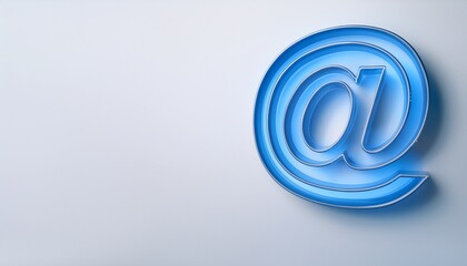 블루 네온 스타일의 '@' 기호가 빛나는 배경화면