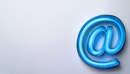 블루 네온 스타일의 '@' 기호가 빛나는 배경화면