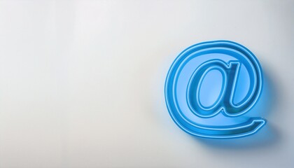 블루 네온 스타일의 '@' 기호가 빛나는 배경화면