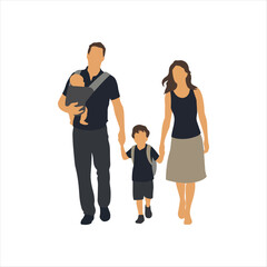 Obraz premium Happy family father and mother with two children
