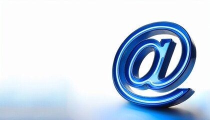 Fototapeta premium 블루 네온 스타일의 '@' 기호가 빛나는 배경화면