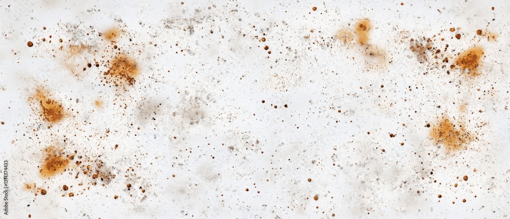 Poster abstract white background with brown splatter and stains creating a grunge texture, perfect for arti
