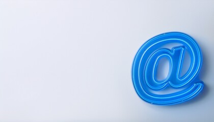 블루 네온 스타일의 '@' 기호가 빛나는 배경화면