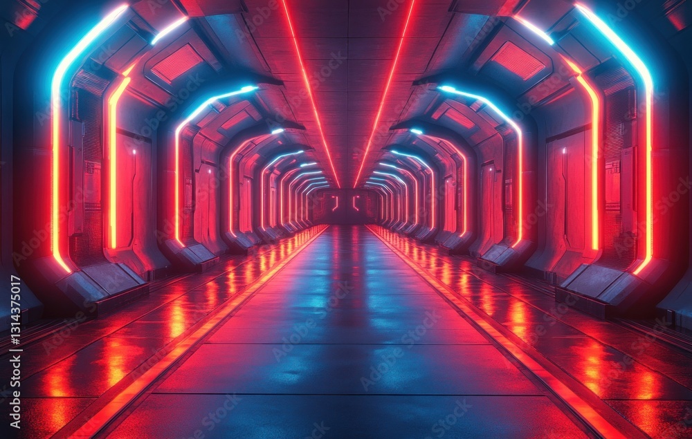 Poster futuristic sci-fi abstract background with neon lights for product presentation