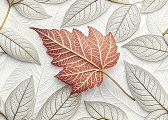 Surreal Minimalist Leaf Texture Illustration - Copy Space