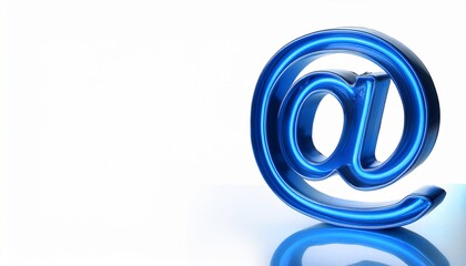 블루 네온 스타일의 '@' 기호가 빛나는 배경화면