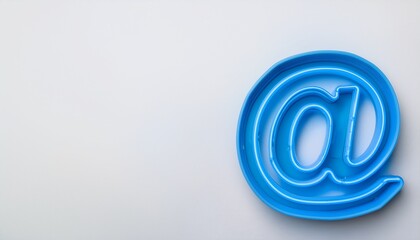 블루 네온 스타일의 '@' 기호가 빛나는 배경화면