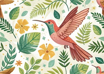 Obraz premium Sustainable Design Hummingbird Silhouette, Painted Art, AI Photo