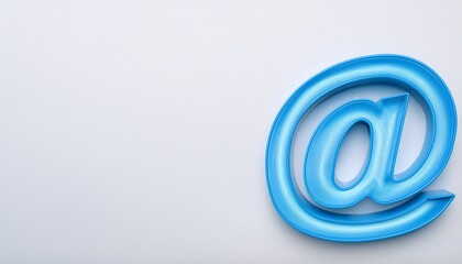 블루 네온 스타일의 '@' 기호가 빛나는 배경화면