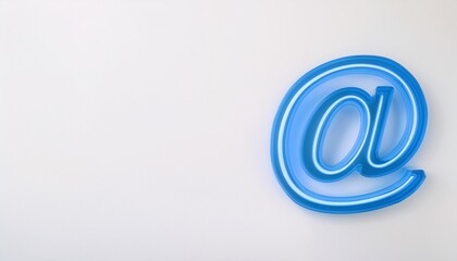 블루 네온 스타일의 '@' 기호가 빛나는 배경화면