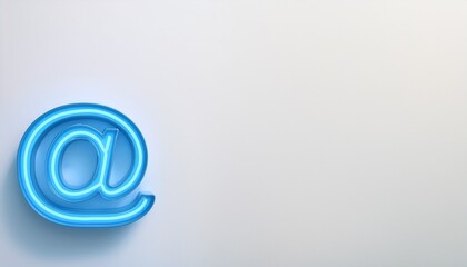블루 네온 스타일의 '@' 기호가 빛나는 배경화면
