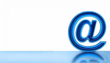 블루 네온 스타일의 '@' 기호가 빛나는 배경화면