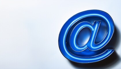 Obraz premium 블루 네온 스타일의 '@' 기호가 빛나는 배경화면