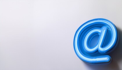 블루 네온 스타일의 '@' 기호가 빛나는 배경화면