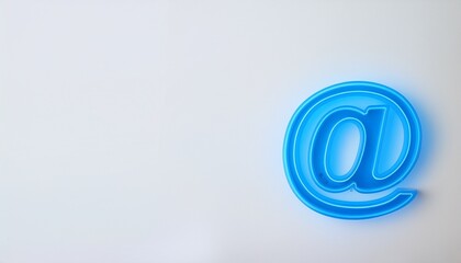 블루 네온 스타일의 '@' 기호가 빛나는 배경화면