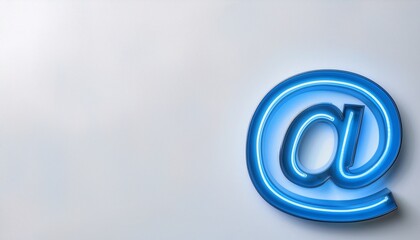 Obraz premium 블루 네온 스타일의 '@' 기호가 빛나는 배경화면