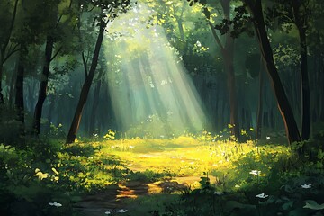 sun rays in the forest