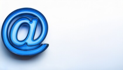 블루 네온 스타일의 '@' 기호가 빛나는 배경화면
