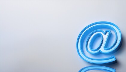 Obraz premium 블루 네온 스타일의 '@' 기호가 빛나는 배경화면