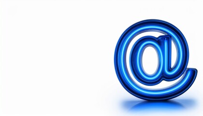 블루 네온 스타일의 '@' 기호가 빛나는 배경화면