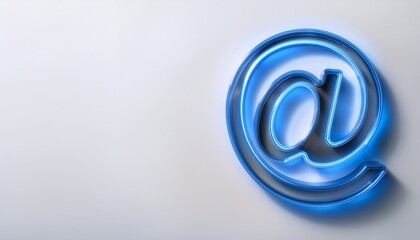 블루 네온 스타일의 '@' 기호가 빛나는 배경화면