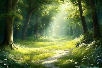 sun rays in the forest