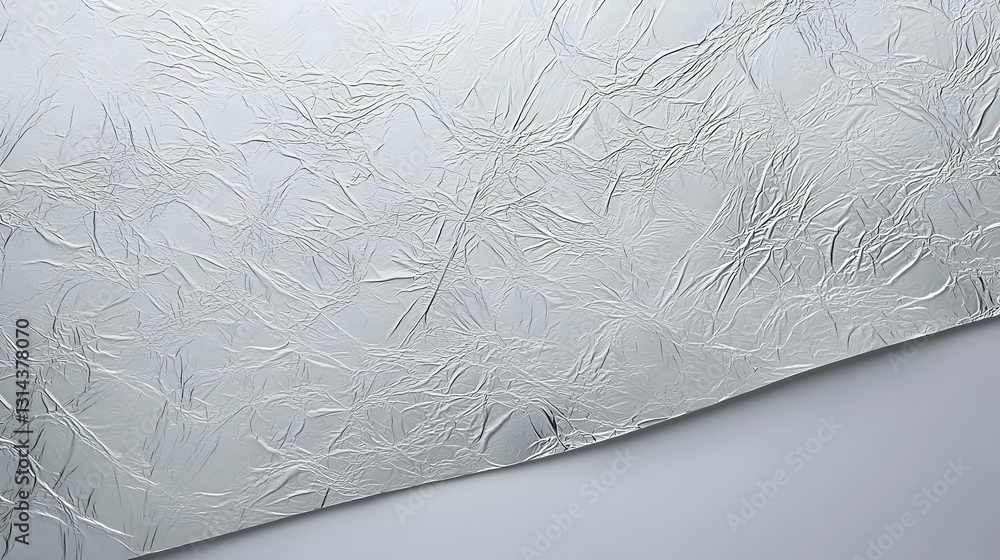 Poster abstract silver metallic textured background with crinkled foil effect and smooth gradient on gray s