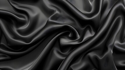 Obraz premium Elegant Flowing Black Silk Texture with Smooth Curves and Soft Lighting