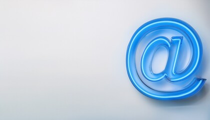 블루 네온 스타일의 '@' 기호가 빛나는 배경화면