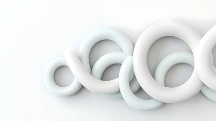 3D Render of Intertwined Pastel Blue and Pink Rings on a Clean White Background With Soft Lighting