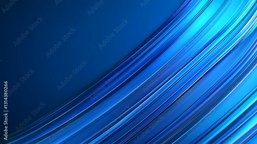 Poster dynamic abstract blue light trails flowing across a dark background in a modern digital art style