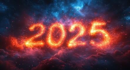 Vibrant Fireworks Celebration 2025 Illuminated Night Sky New Year Festivity