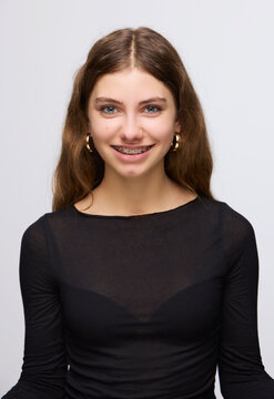 Portrait of teenage girl in a studio setting.