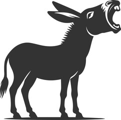 Obraz premium Donkey with mouth open and braying vector silhouette animal design