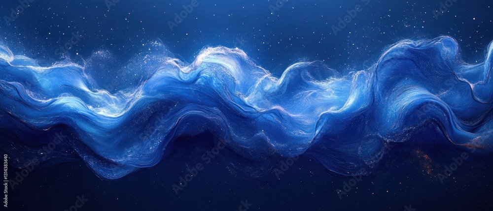 Leinwandbilder elegant dark blue abstract waves background with soft lighting and textured patterns