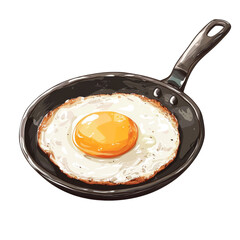Fried egg in skillet, showcasing bright yolk and crispy edges, perfect for breakfast or brunch