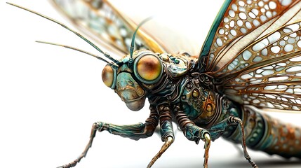 Fototapeta premium Intricate bug close-up on white background macro photography natural environment artistic perspective