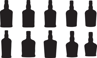 Vintage Whisky Bottle Silhouettes