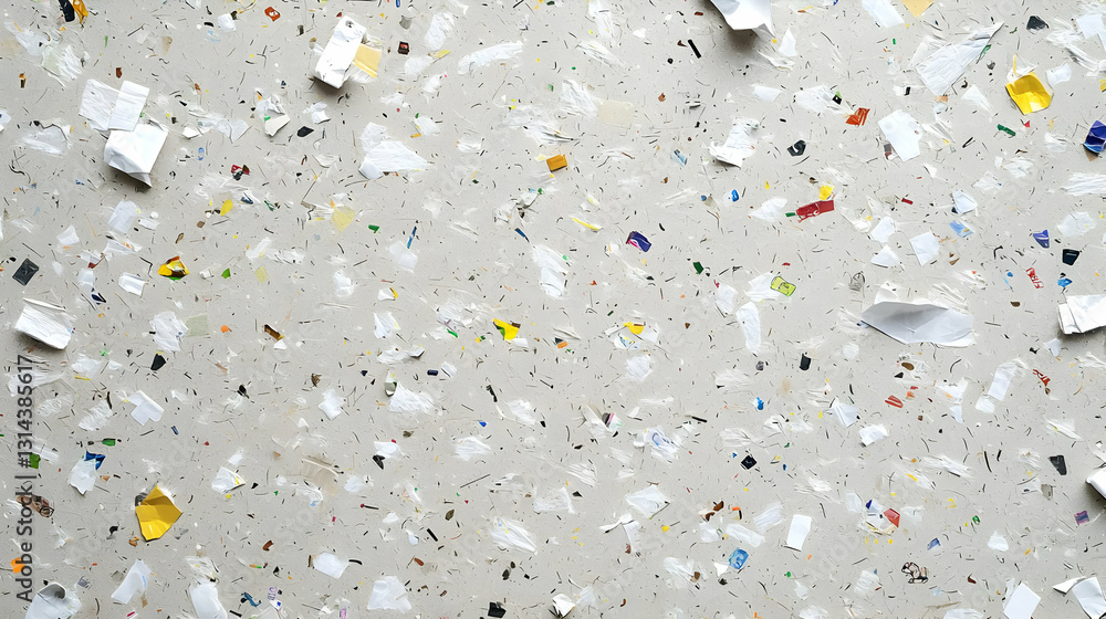 Poster colorful abstract texture background with scattered bits of paper on grey surface graphic design mat