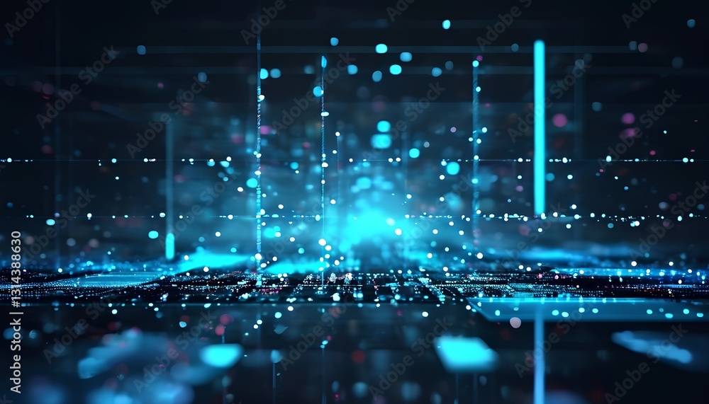 Poster dynamic digital landscape visualization virtual space graphic design futuristic environment abstract