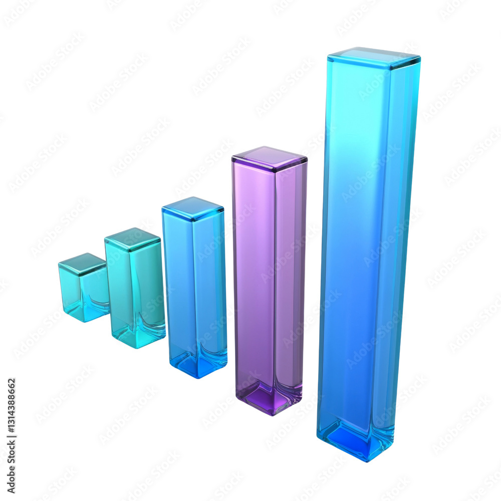 Poster 3d colorful bar graph representing growth and progress in data visualization. bars are arranged in a