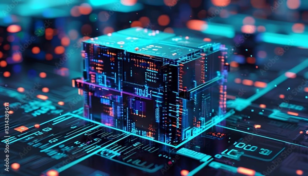 Poster innovative data processing action virtual environment digital cube technology futuristic viewpoint i