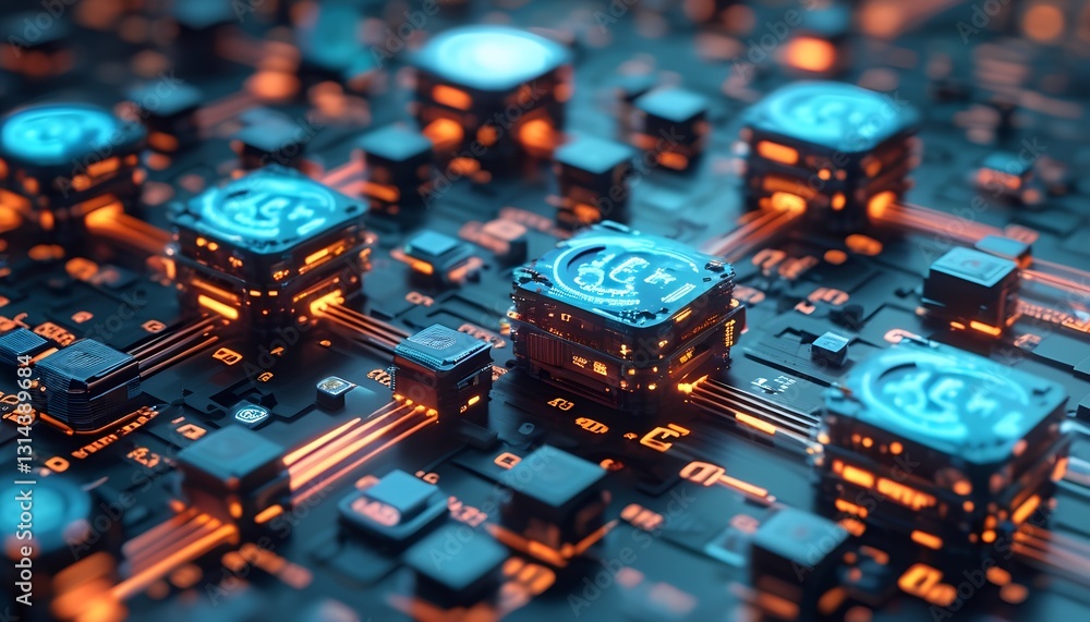 Aufkleber exploring digital innovation circuit board technology in a futuristic lab environment