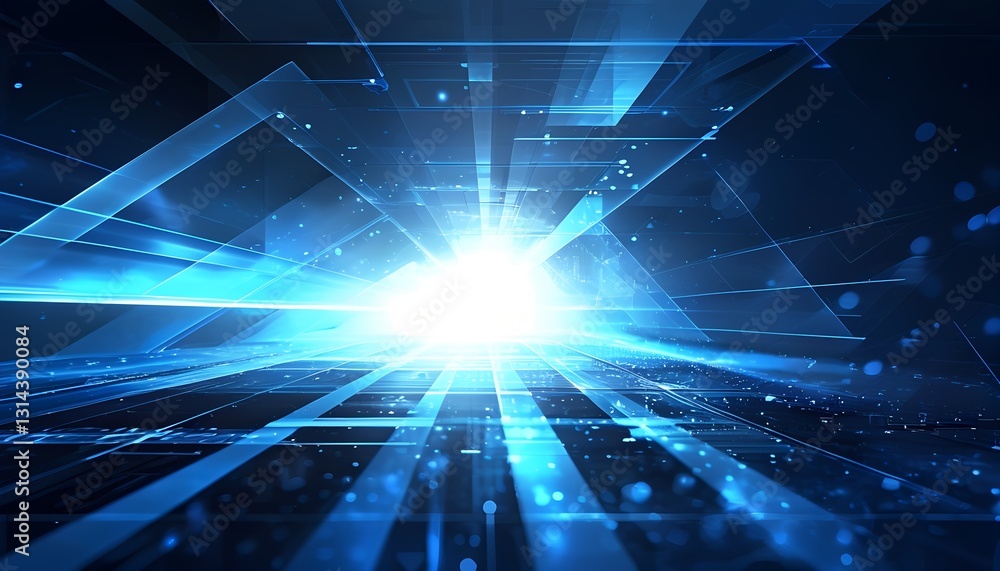 Poster dynamic light patterns creating futuristic technology ambience in digital space