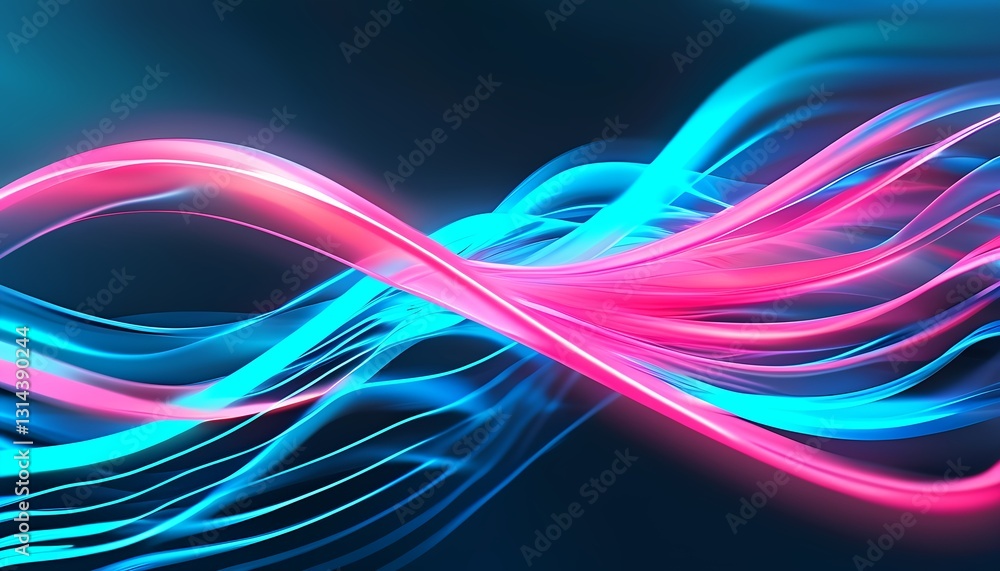 Poster dynamic flowing lines abstract digital art vibrant colors motion graphics close-up energy and moveme
