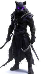 Fototapeta premium Fantasy character animal with a black panther design on a white background action scene dynamic concept