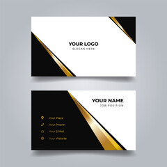 Gold, black business card design, gray background